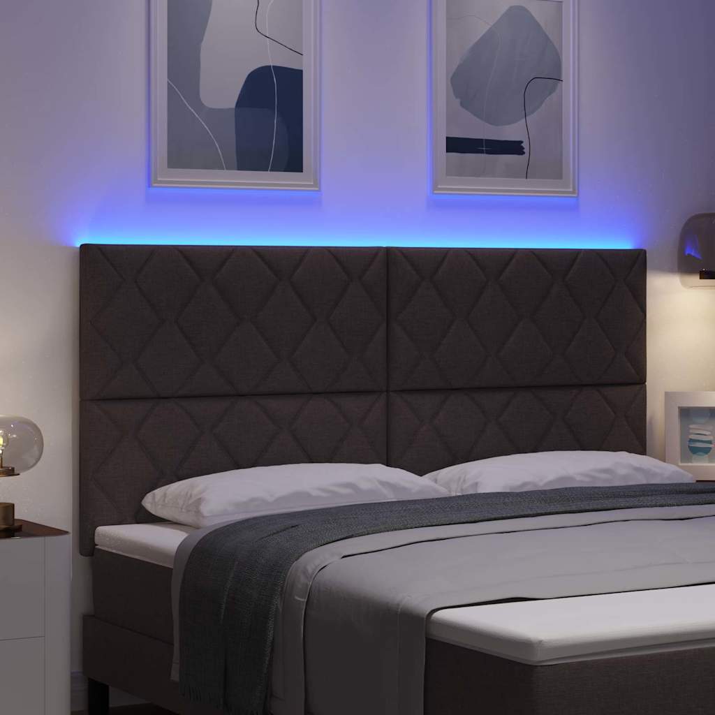 Hovedgærde med LED -strimmellys med hovedgærde Brun 180 cm Stof