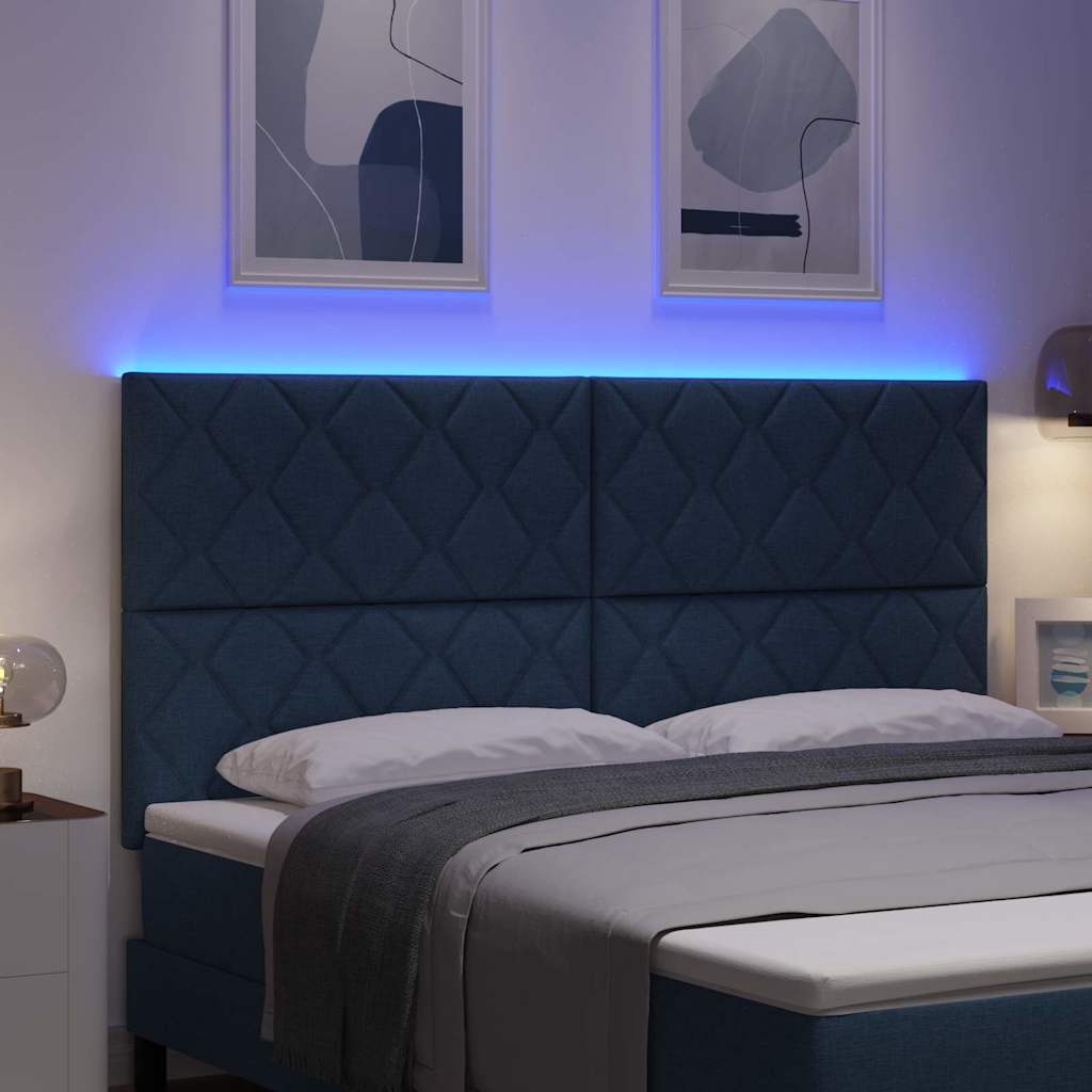 Hovedgærde med LED -strimmellys Lysegrå 180 cm Stof