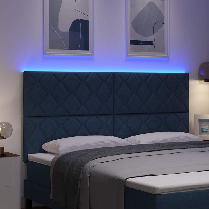 Hovedgærde med LED -strimmellys Lysegrå 180 cm Stof