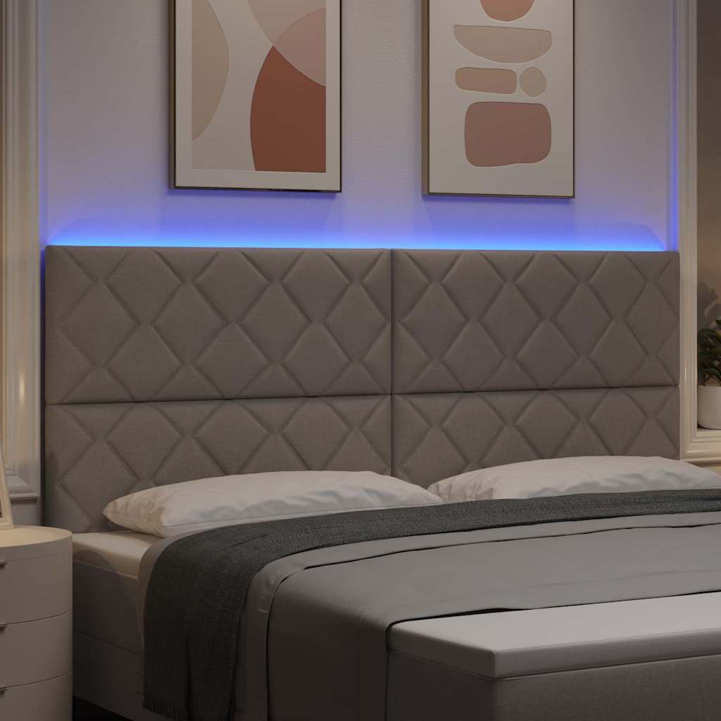 Hovedgærde med LED -strimmellys Gråbrun 200 cm Stof