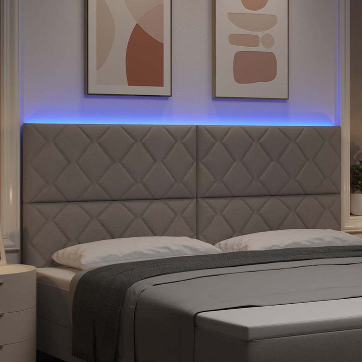 Hovedgærde med LED -strimmellys Gråbrun 200 cm Stof