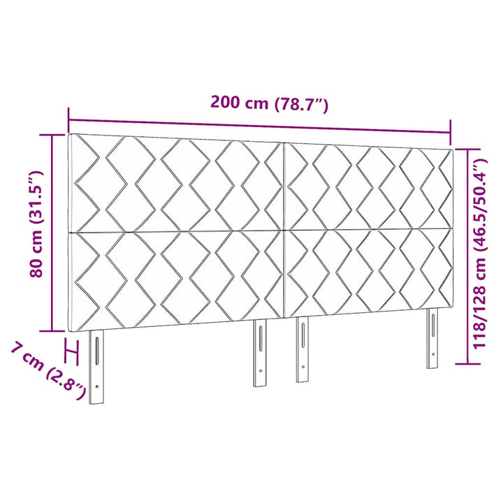 Hovedgærde med LED -strimmellys Gråbrun 200 cm Stof