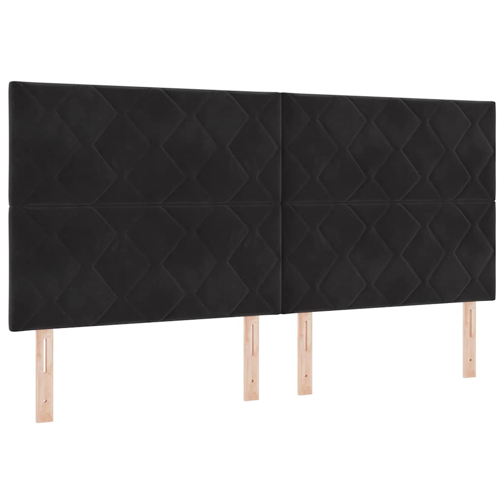 LED-sengegavl med LED -strimmellys Geometrisk Sort 200 cm Fløjl