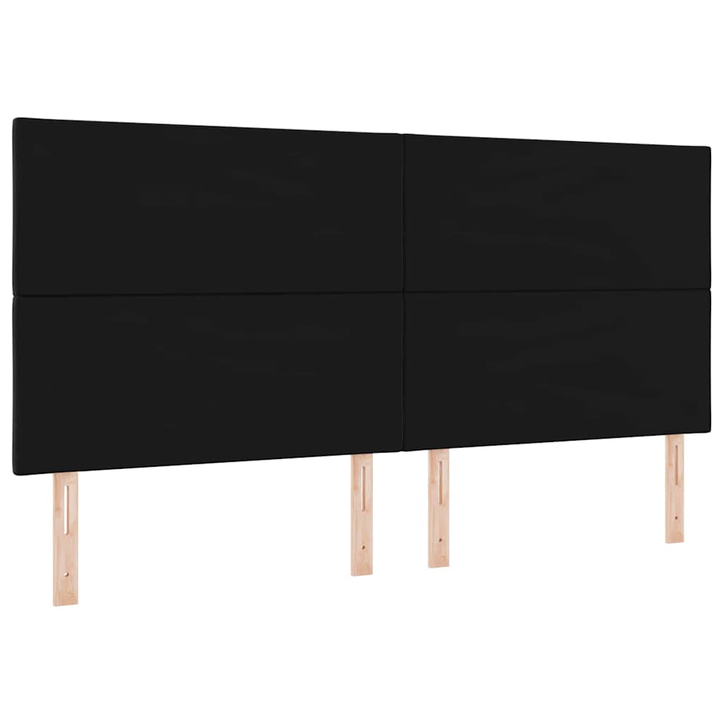LED-sengegavl med LED -strimmellys Geometrisk Sort 200 cm Fløjl
