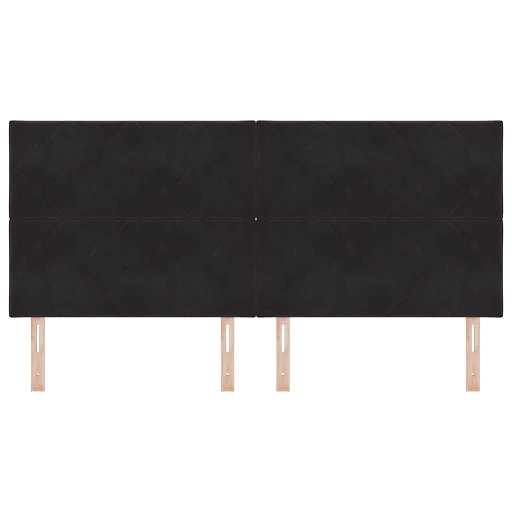 LED-sengegavl med LED -strimmellys Geometrisk Sort 200 cm Fløjl