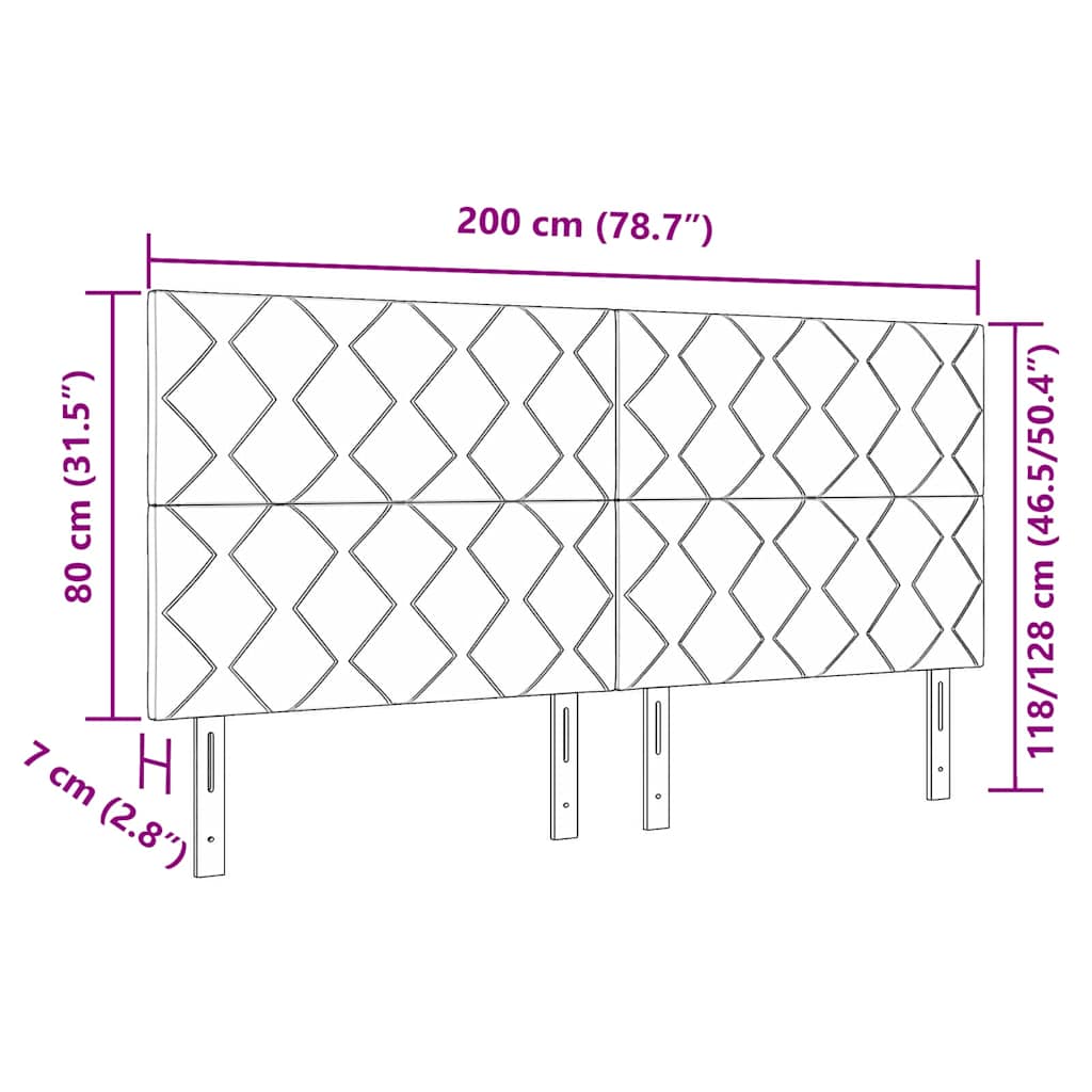 LED-sengegavl med LED -strimmellys Geometrisk Sort 200 cm Fløjl