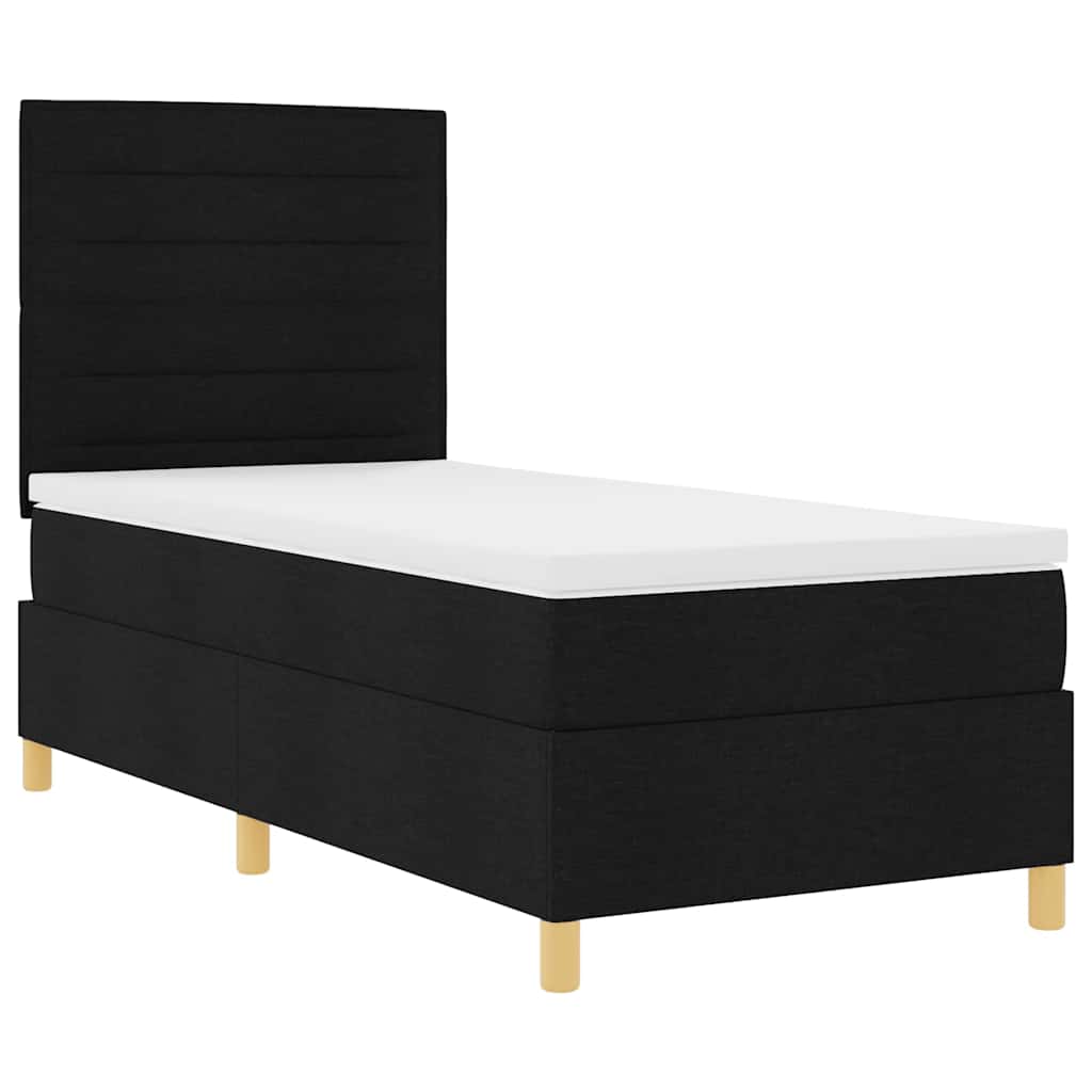 Box spring seng med hovedgærde Sort 100 x 200 cm Stof