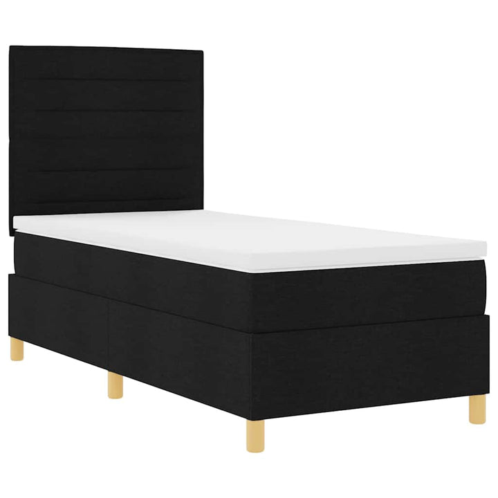 Box spring seng med hovedgærde Sort 100 x 200 cm Stof