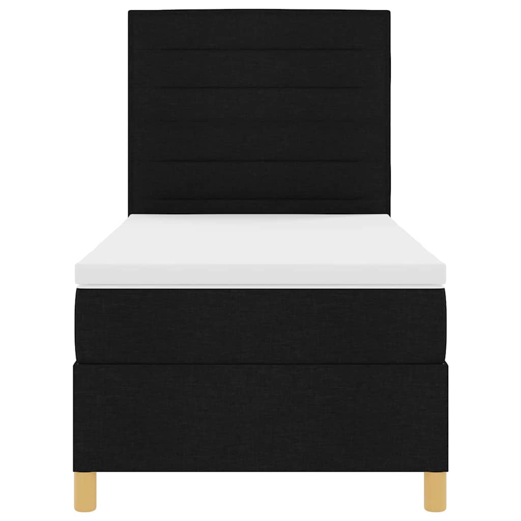 Box spring seng med hovedgærde Sort 100 x 200 cm Stof