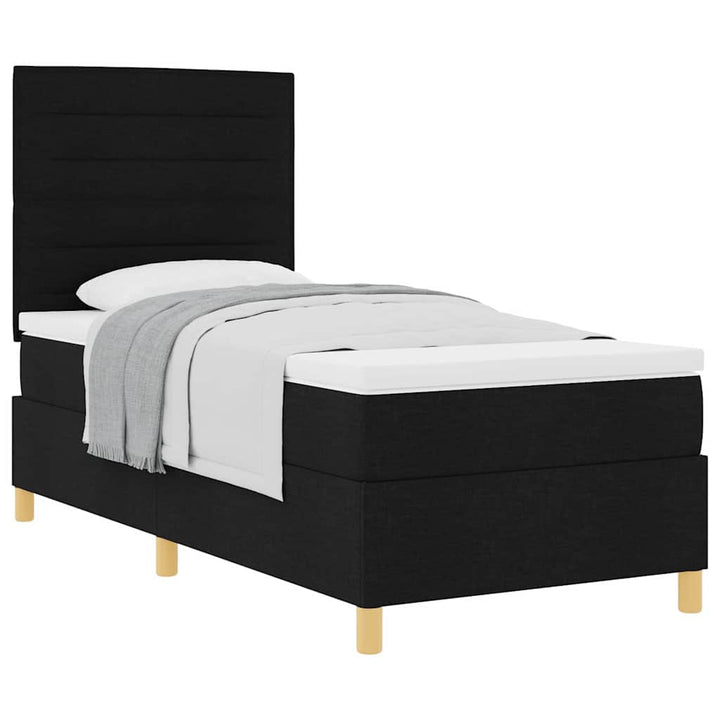 Box spring seng med hovedgærde Sort 100 x 200 cm Stof