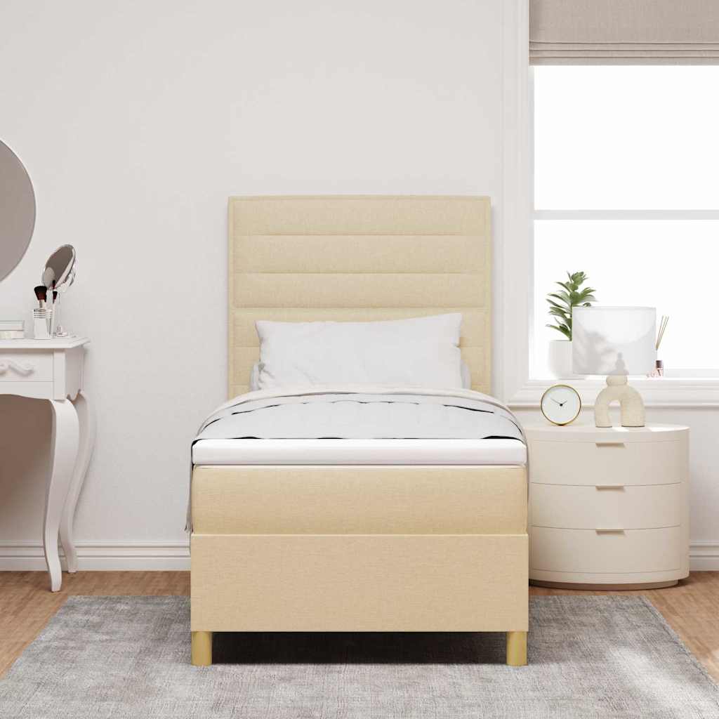 Box spring seng med hovedgærde Creme 100 x 200 cm Stof