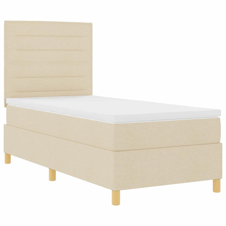 Box spring seng med hovedgærde Creme 100 x 200 cm Stof