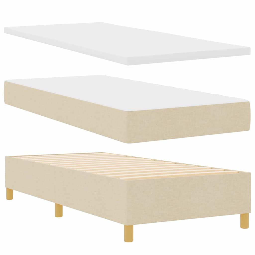 Box spring seng med hovedgærde Creme 100 x 200 cm Stof