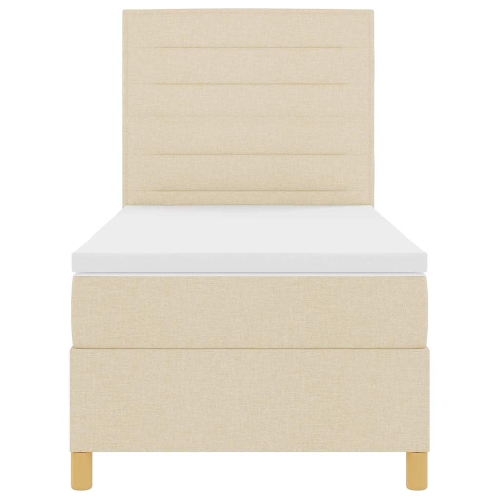 Box spring seng med hovedgærde Creme 100 x 200 cm Stof