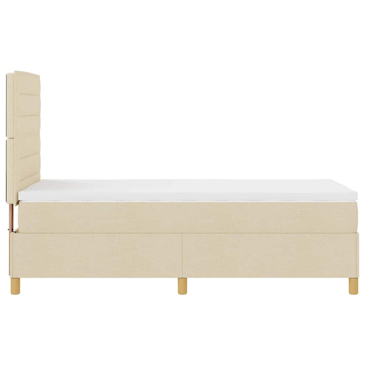 Box spring seng med hovedgærde Creme 100 x 200 cm Stof