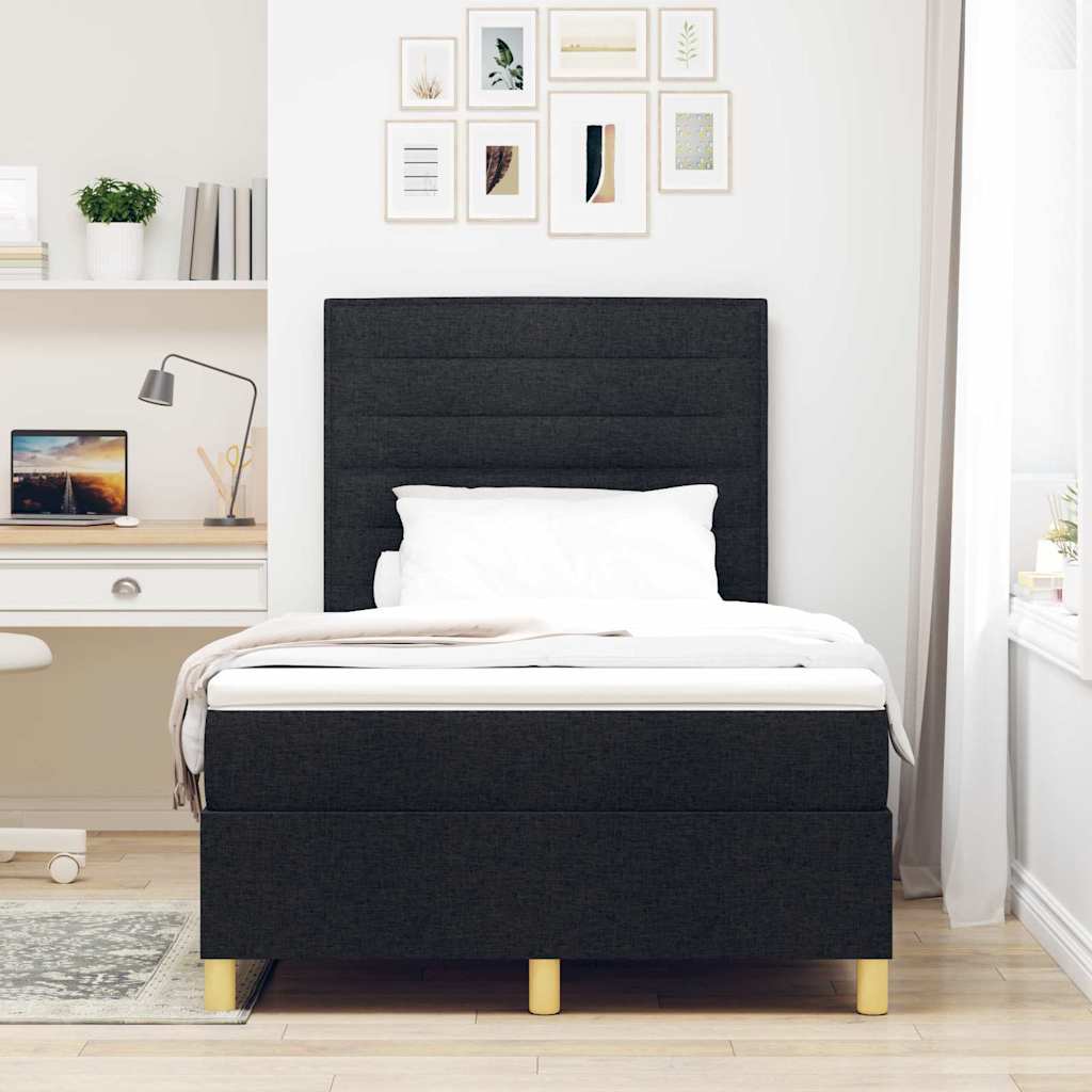 Box spring seng med hovedgærde Sort 120 x 190 cm Stof
