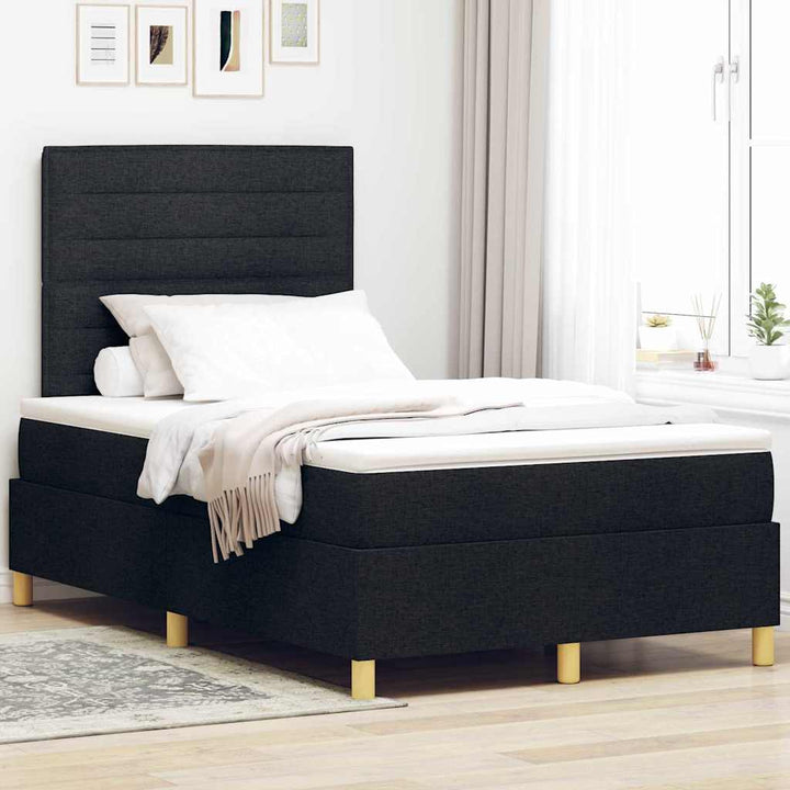 Box spring seng med hovedgærde Sort 120 x 200 cm Stof