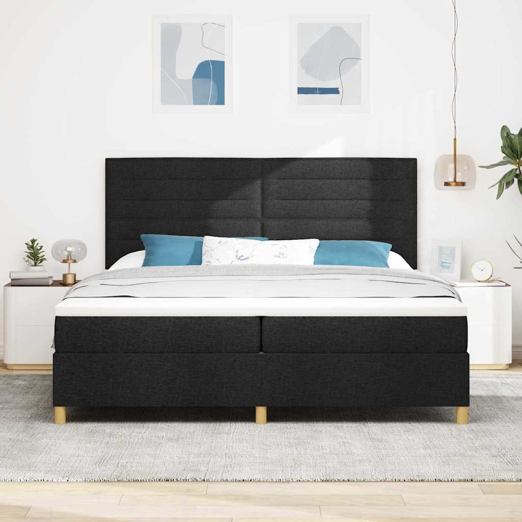 Box spring seng med hovedgærde Sort 200 x 200 cm Stof