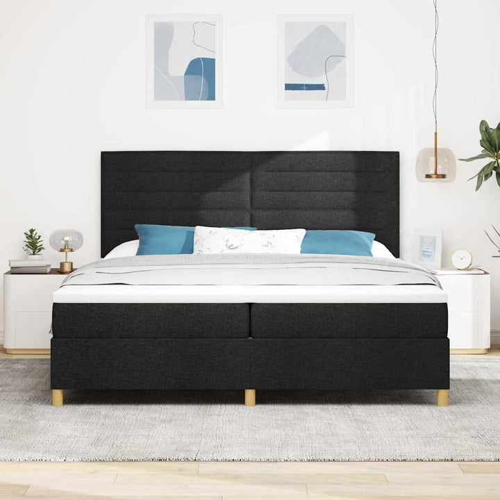 Box spring seng med hovedgærde Sort 200 x 200 cm Stof