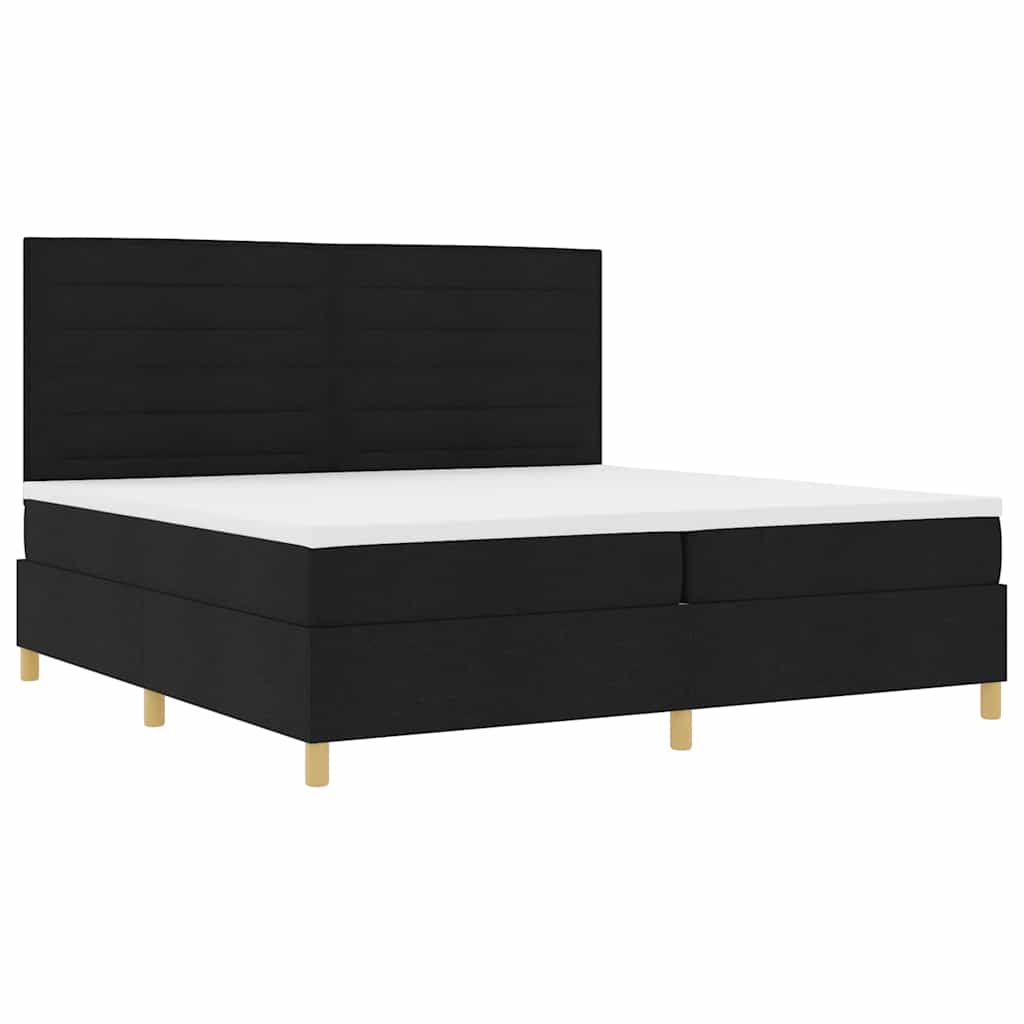 Box spring seng med hovedgærde Sort 200 x 200 cm Stof
