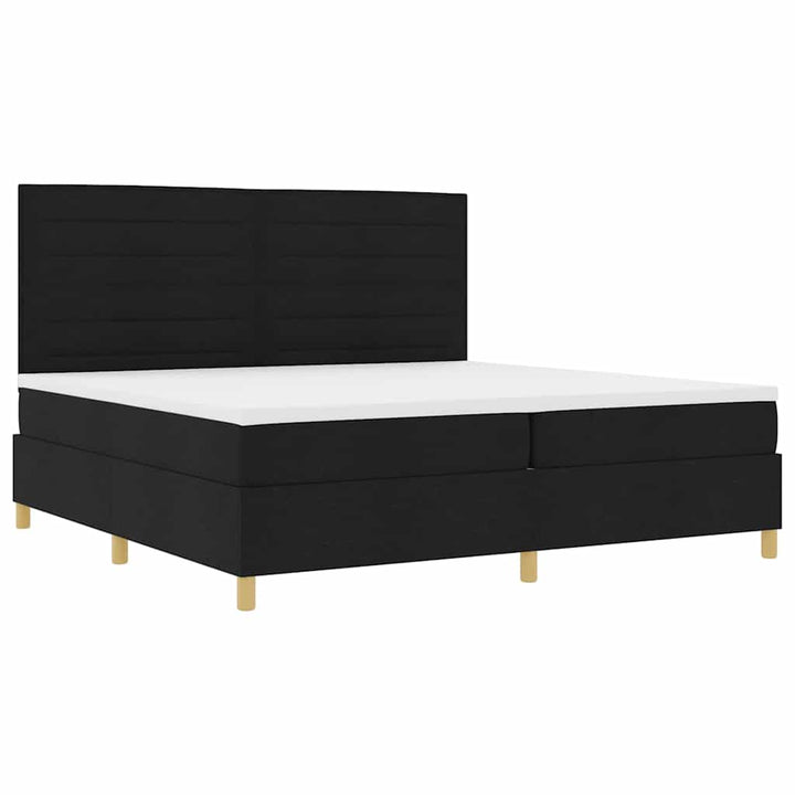 Box spring seng med hovedgærde Sort 200 x 200 cm Stof