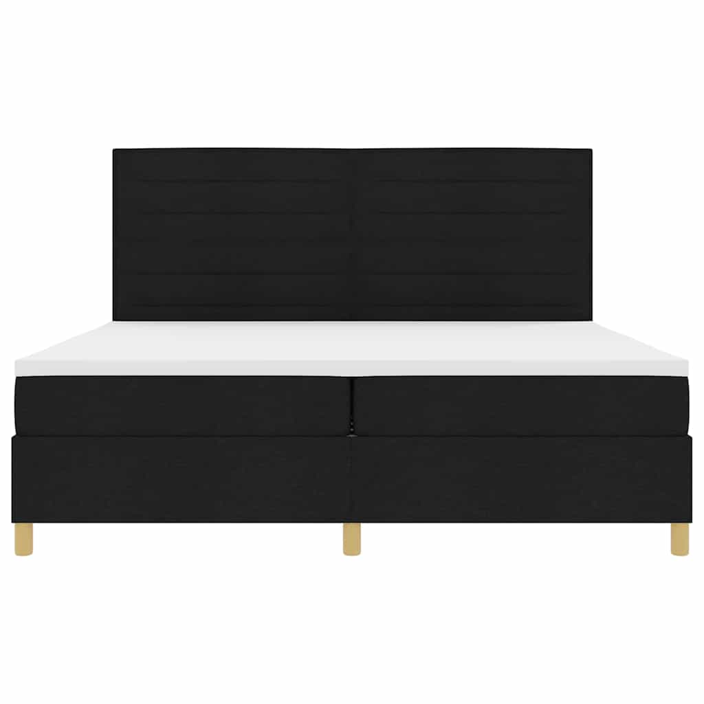 Box spring seng med hovedgærde Sort 200 x 200 cm Stof