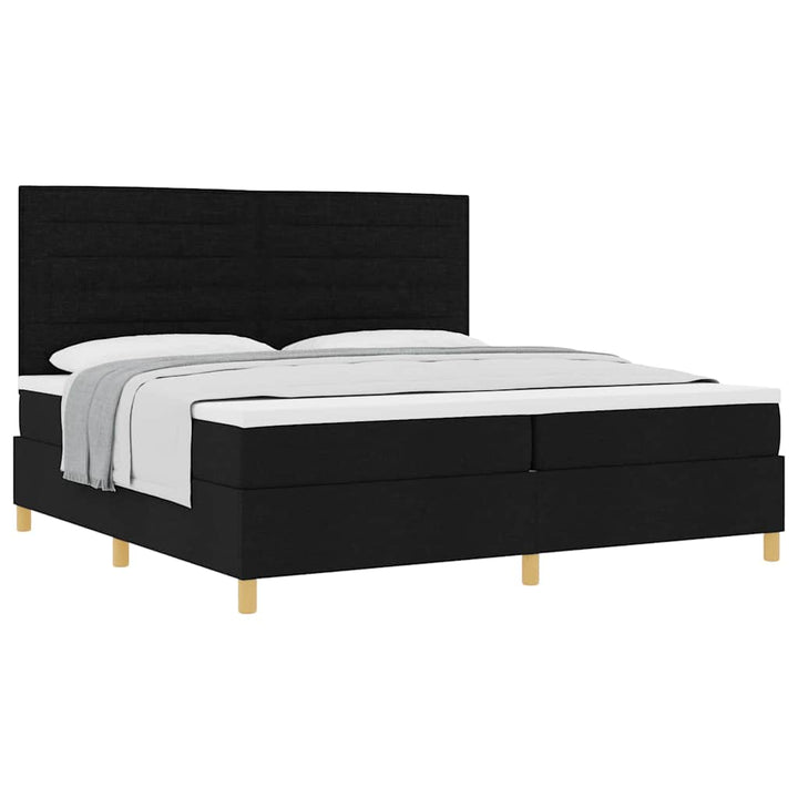 Box spring seng med hovedgærde Sort 200 x 200 cm Stof