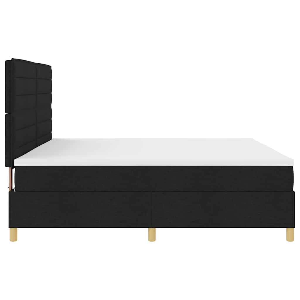 Box spring seng med hovedgærde Sort 200 x 200 cm Stof