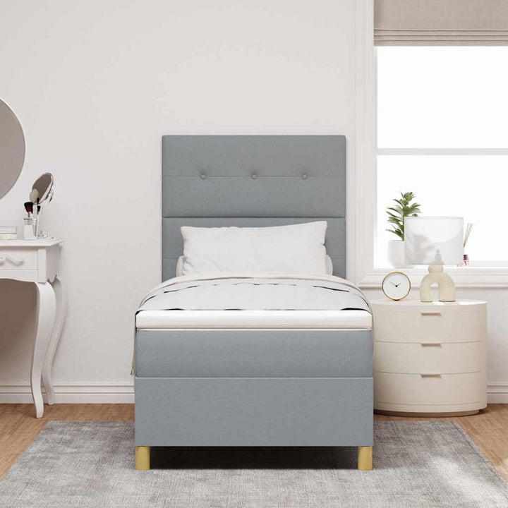 Box spring seng med hovedgærde Lysegrå 100 x 200 cm Stof