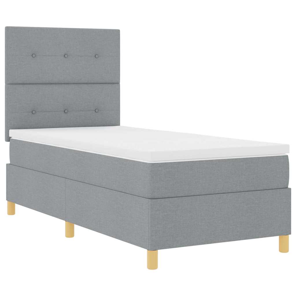 Box spring seng med hovedgærde Lysegrå 100 x 200 cm Stof