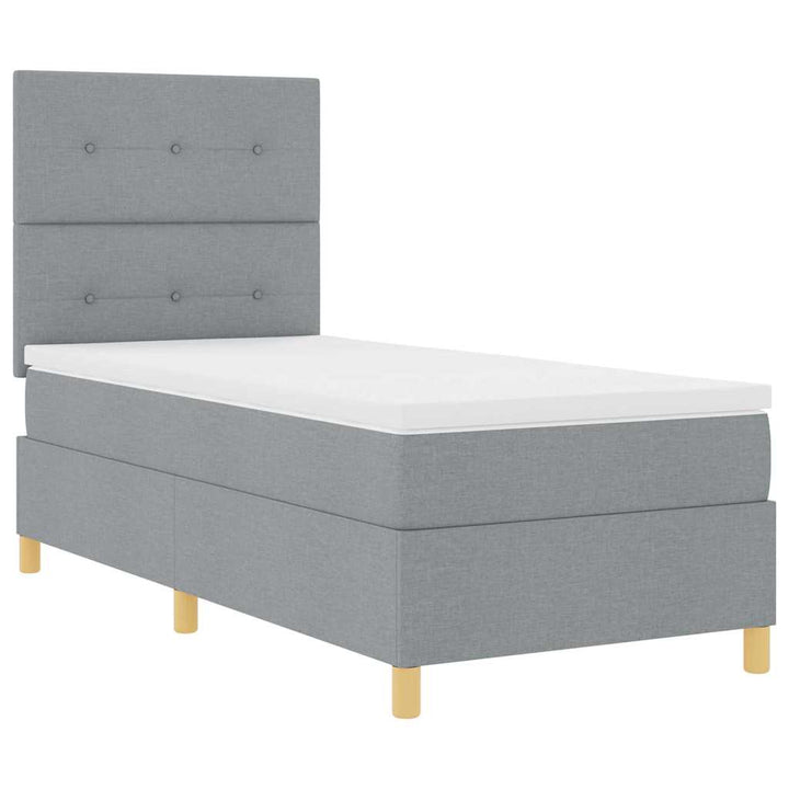 Box spring seng med hovedgærde Lysegrå 100 x 200 cm Stof