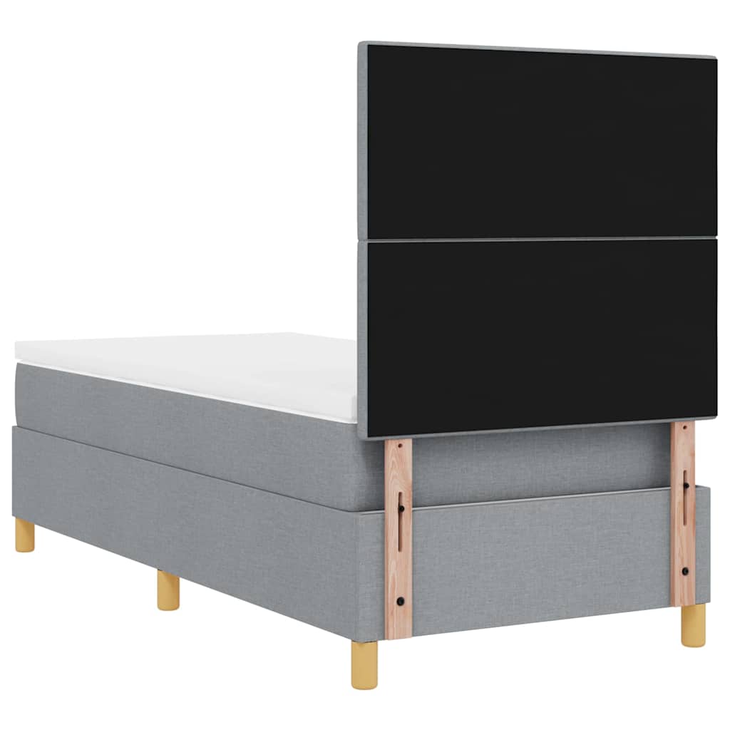 Box spring seng med hovedgærde Lysegrå 100 x 200 cm Stof