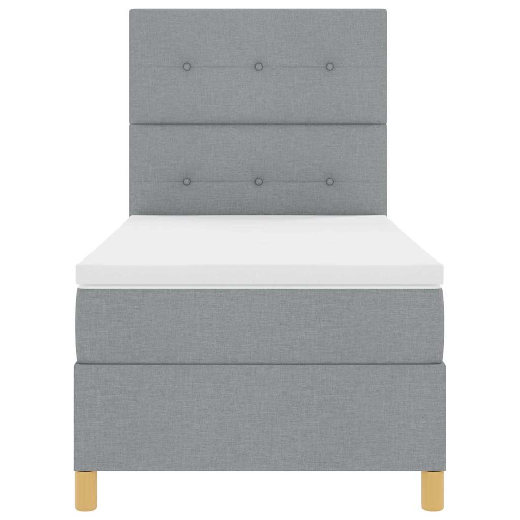 Box spring seng med hovedgærde Lysegrå 100 x 200 cm Stof