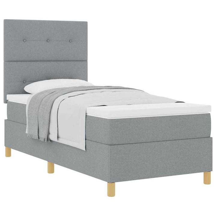 Box spring seng med hovedgærde Lysegrå 100 x 200 cm Stof