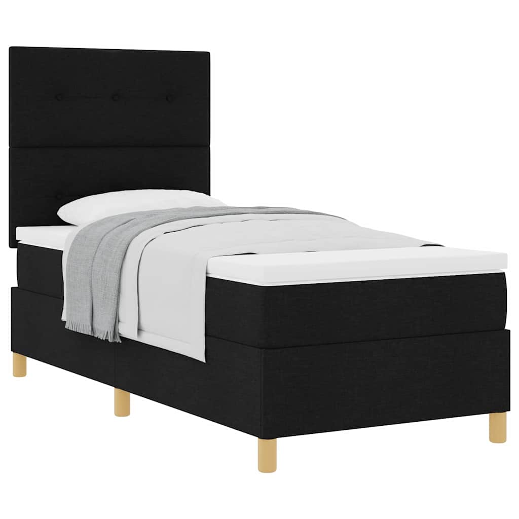 Box spring seng med hovedgærde Sort 100 x 200 cm Stof