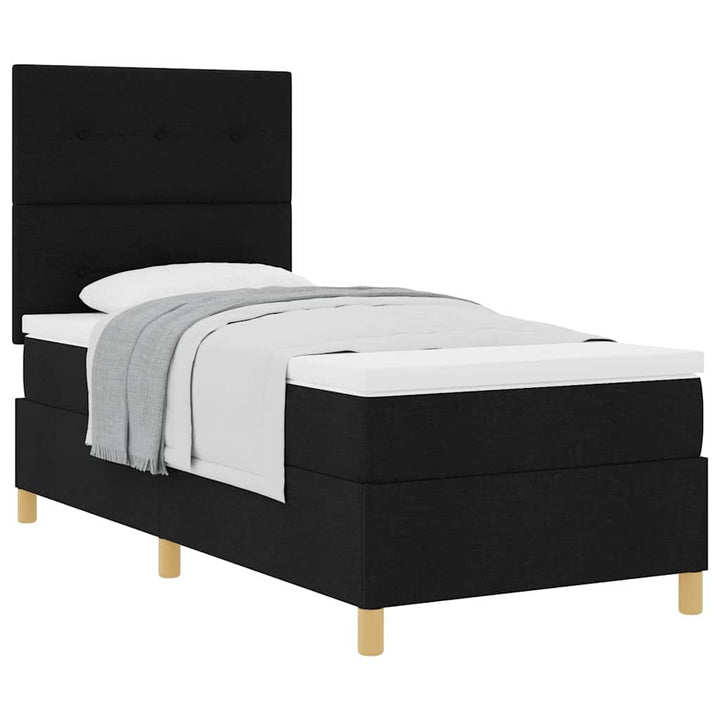 Box spring seng med hovedgærde Sort 100 x 200 cm Stof
