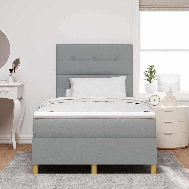 Box spring seng med hovedgærde Lysegrå 120 x 190 cm Stof