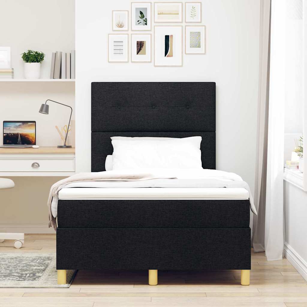 Box spring seng med hovedgærde Sort 120 x 190 cm Stof