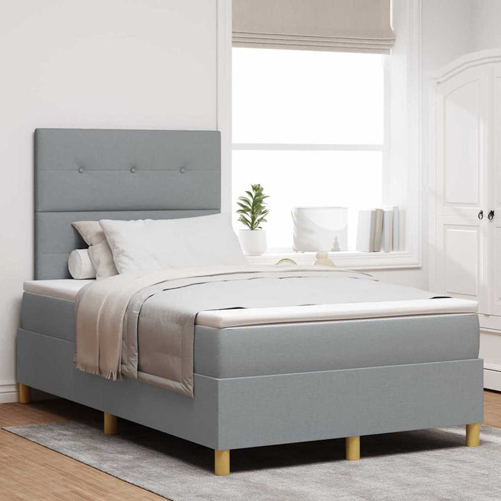 Box spring seng med hovedgærde Lysegrå 120 x 200 cm Stof