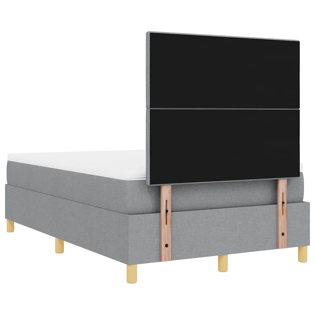 Box spring seng med hovedgærde Lysegrå 120 x 200 cm Stof