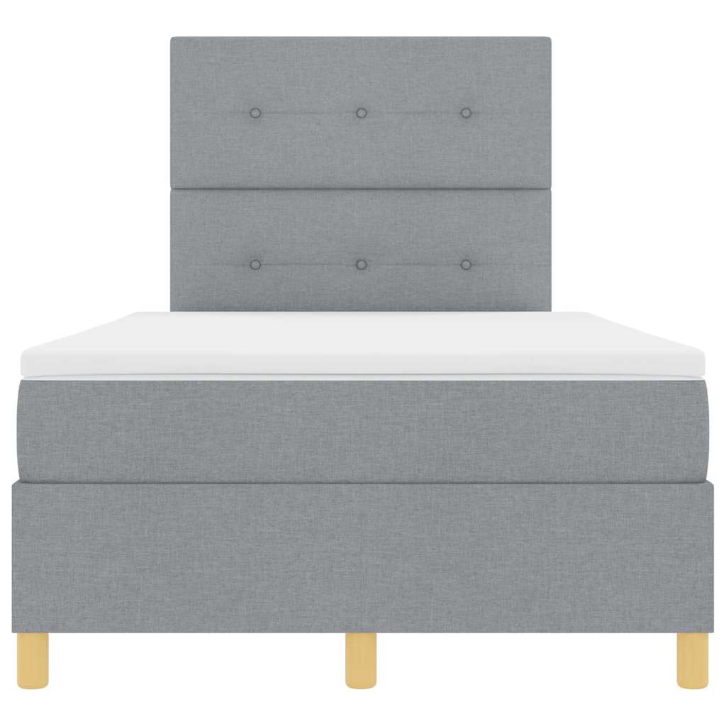 Box spring seng med hovedgærde Lysegrå 120 x 200 cm Stof
