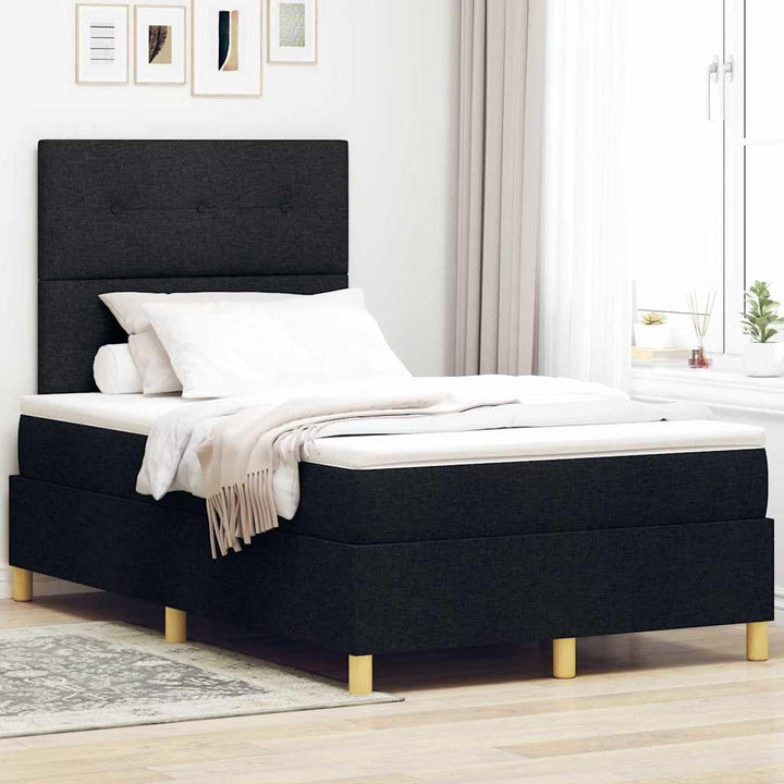 Box spring seng med hovedgærde Sort 120 x 200 cm Stof