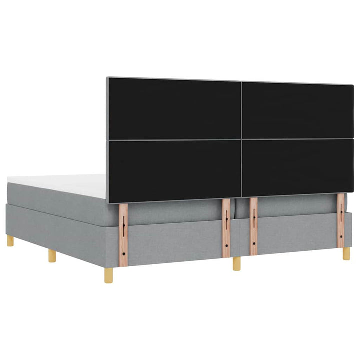 Box spring seng med hovedgærde Lysegrå 200 x 200 cm Stof