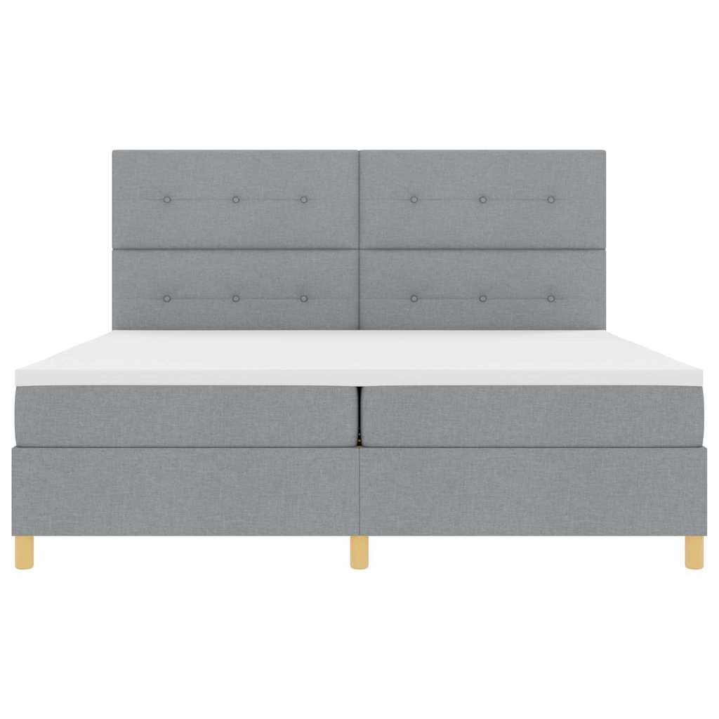 Box spring seng med hovedgærde Lysegrå 200 x 200 cm Stof