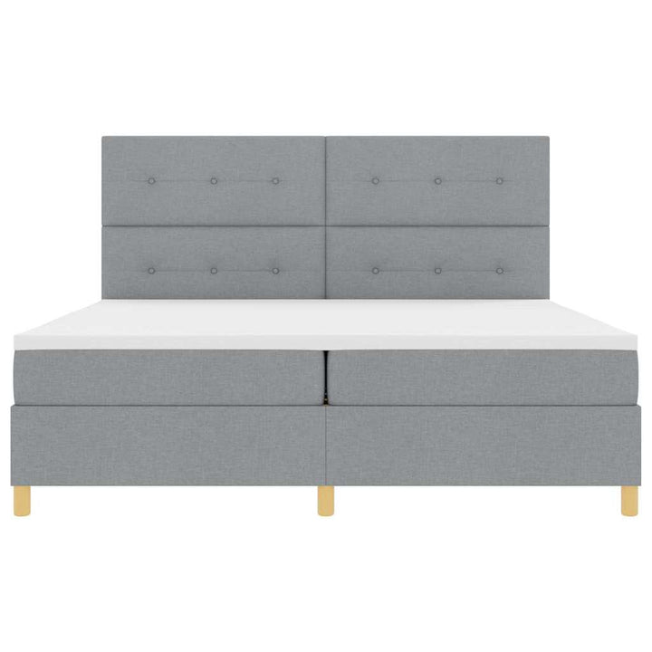 Box spring seng med hovedgærde Lysegrå 200 x 200 cm Stof