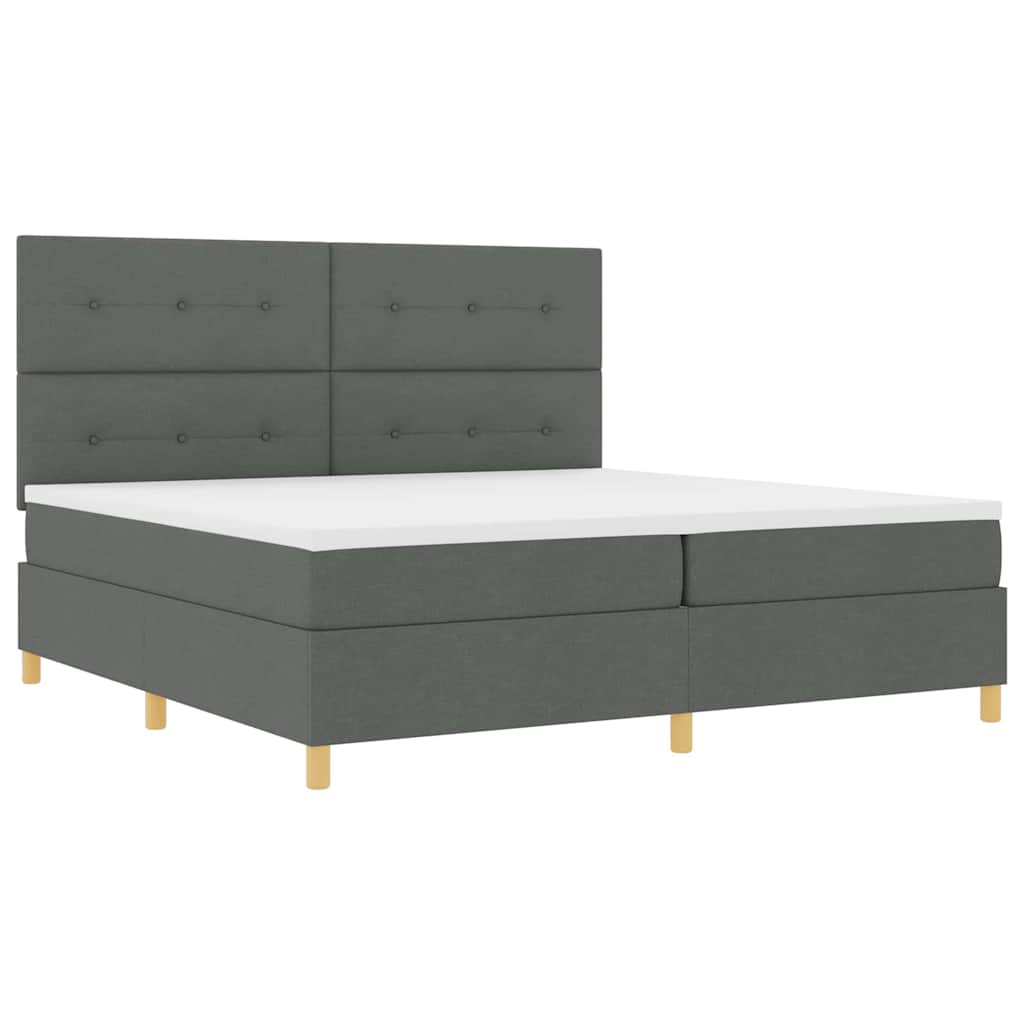 Box spring seng med hovedgærde Mørkegrå 200 x 200 cm Stof