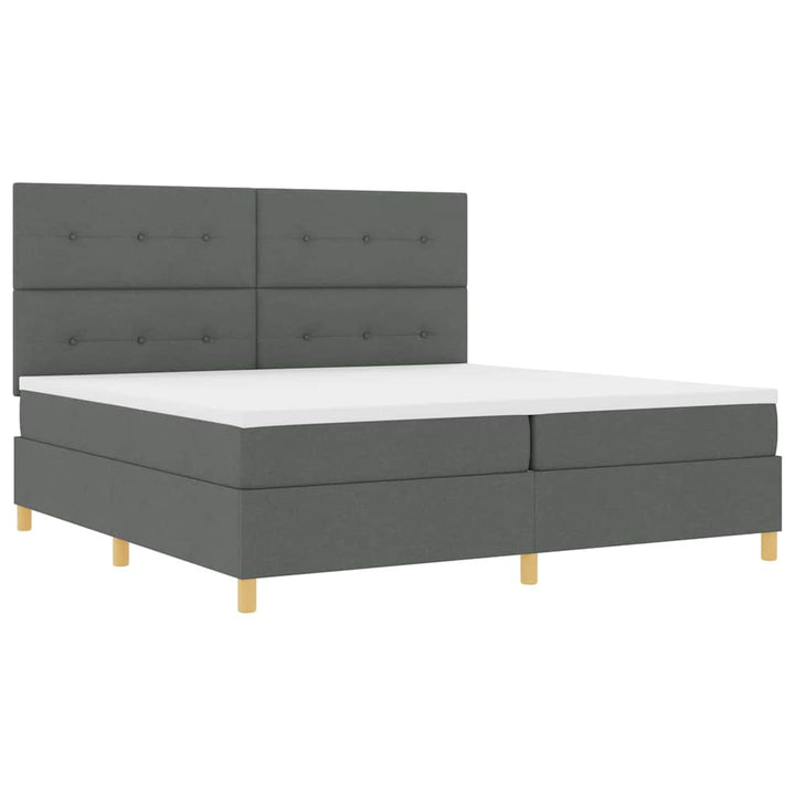 Box spring seng med hovedgærde Mørkegrå 200 x 200 cm Stof