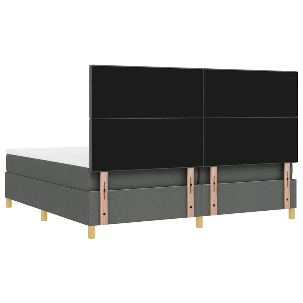 Box spring seng med hovedgærde Mørkegrå 200 x 200 cm Stof