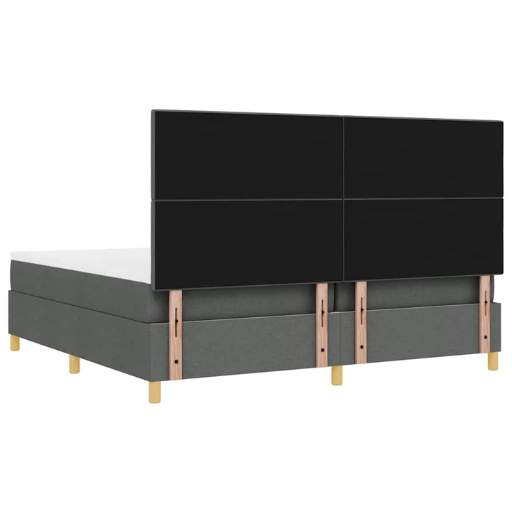 Box spring seng med hovedgærde Mørkegrå 200 x 200 cm Stof