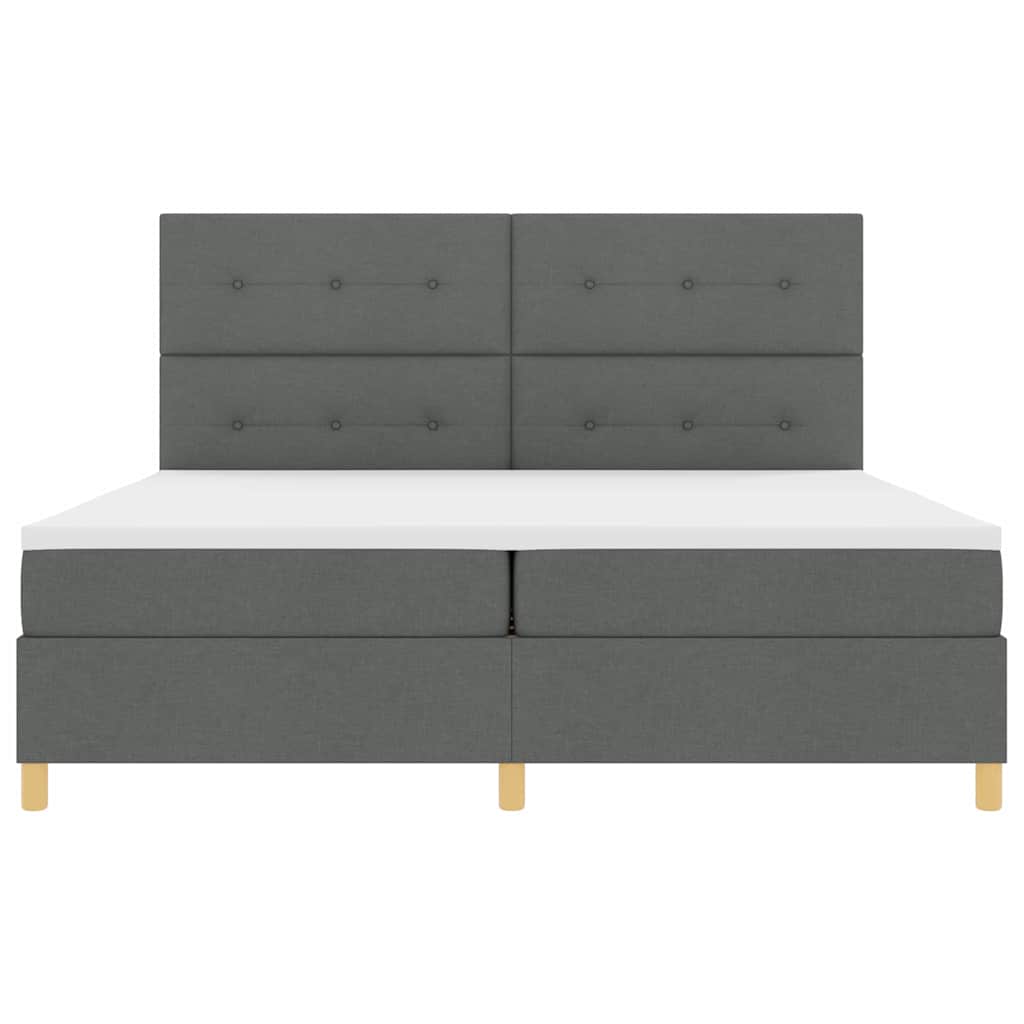 Box spring seng med hovedgærde Mørkegrå 200 x 200 cm Stof